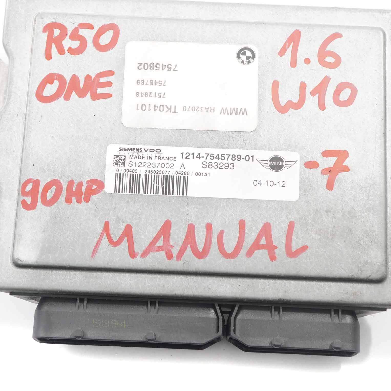 Mini One R50 W10 90HP Engine Control Unit ECU Kit DME 7545789 + EWS + Key Manual