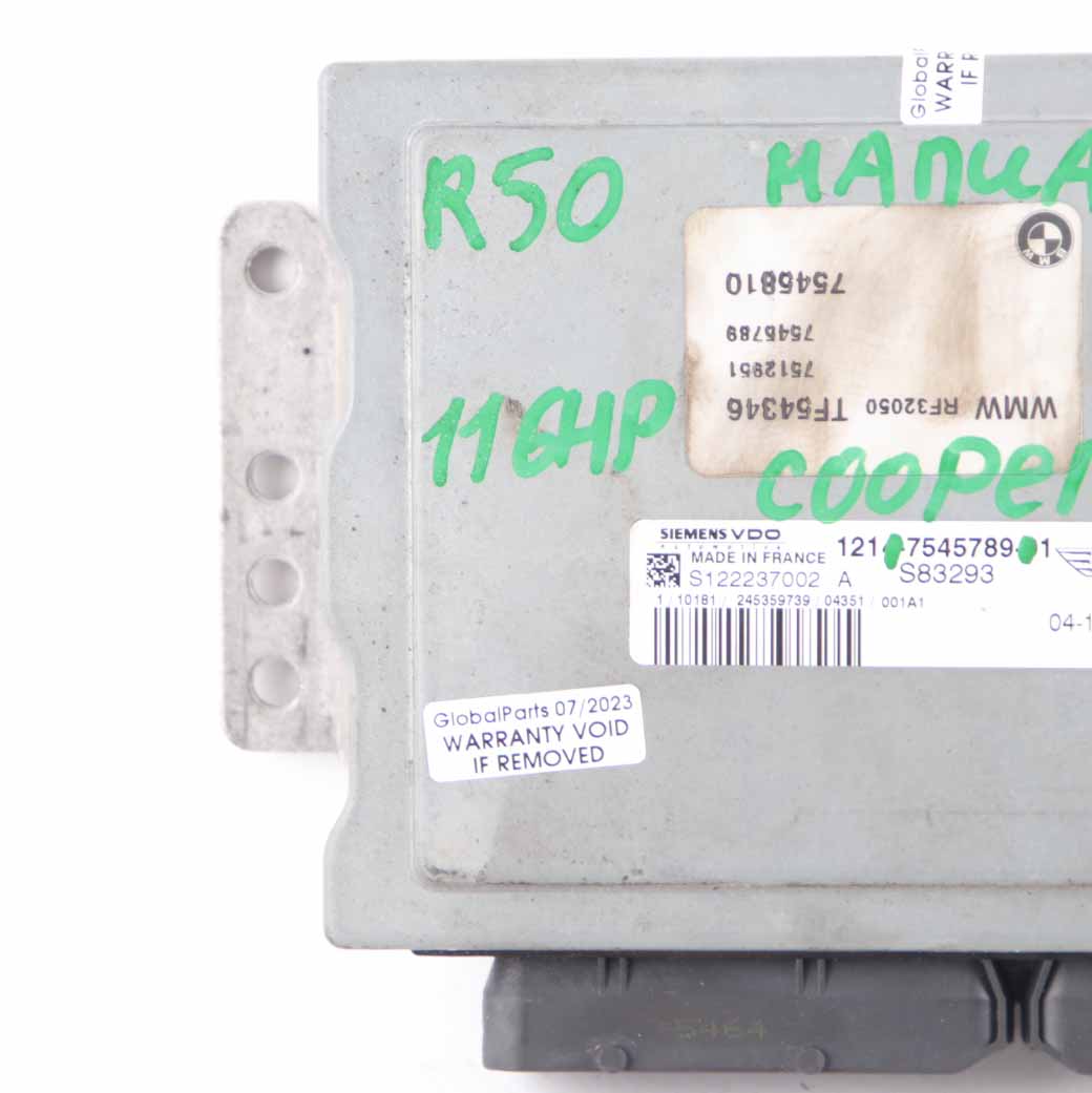 MINI Cooper R50 R52 R53 W10 116HP Engine ECU Control Unit DME 7545789 Manual