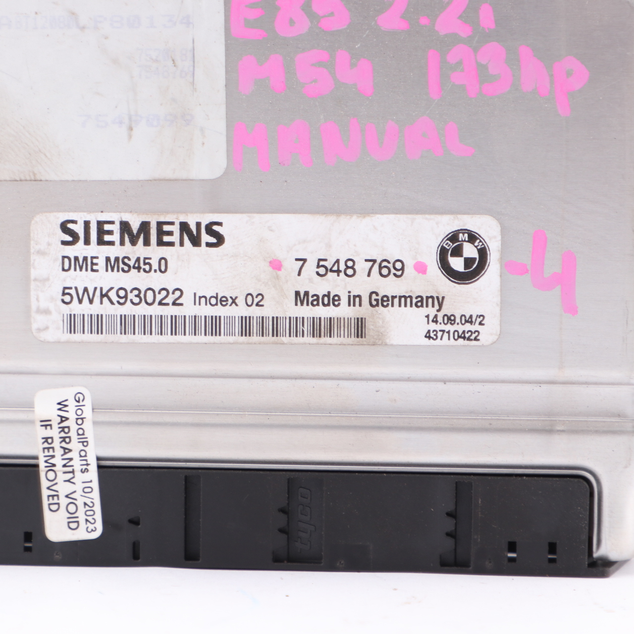 BMW Z4 E85 2.2i Petrol M54 173HP Engine Control Unit ECU DME 7548769 Manual