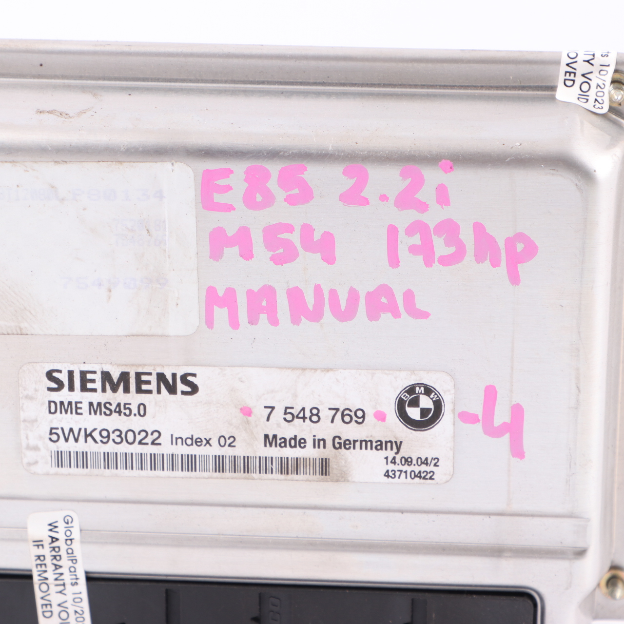 BMW Z4 E85 2.2i Petrol M54 173HP Engine Control Unit ECU DME 7548769 Manual