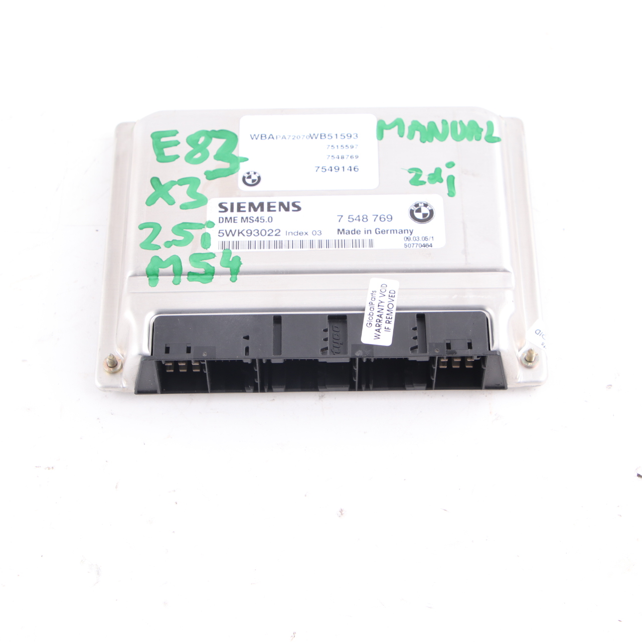 BMW X3 E83 2.5i Petrol M54 192HP Engine Control Unit ECU DME 7548769 Manual