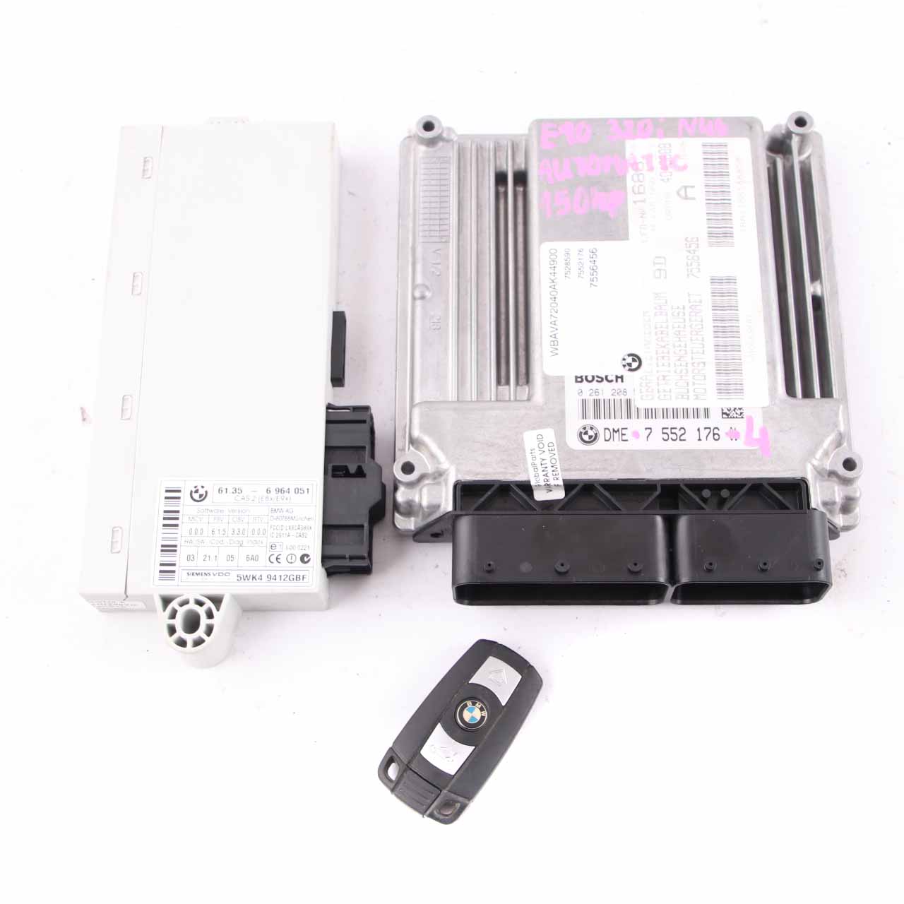 BMW E87 E90 120i 320i N46 ECU Engine Control Kit DME 7552176 CAS2 Key Automatic