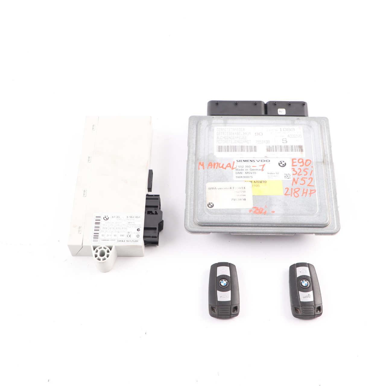 BMW 3 5 Series E60 E90 E91 N52 325i 525i ECU Kit DME CAS2 Key 7552393 Manual