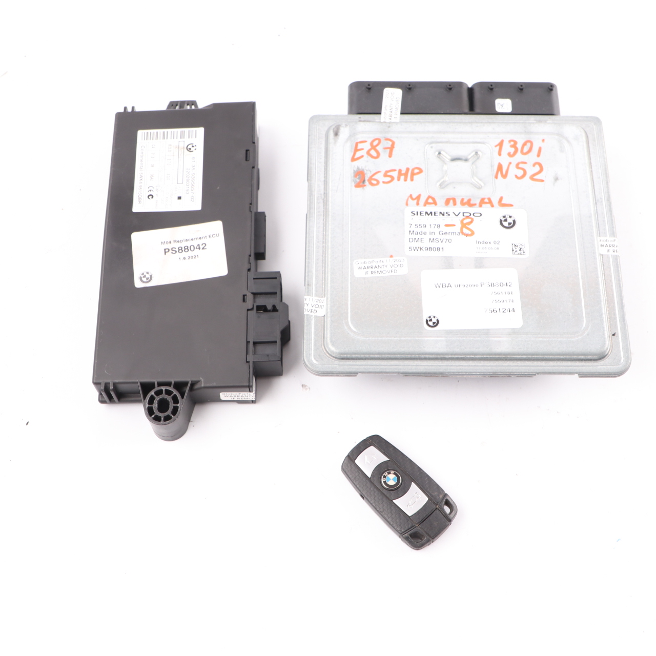 BMW E87 130i 265HP Engine N52 Engine ECU Kit DME 7559178 CAS2 + Key Manual