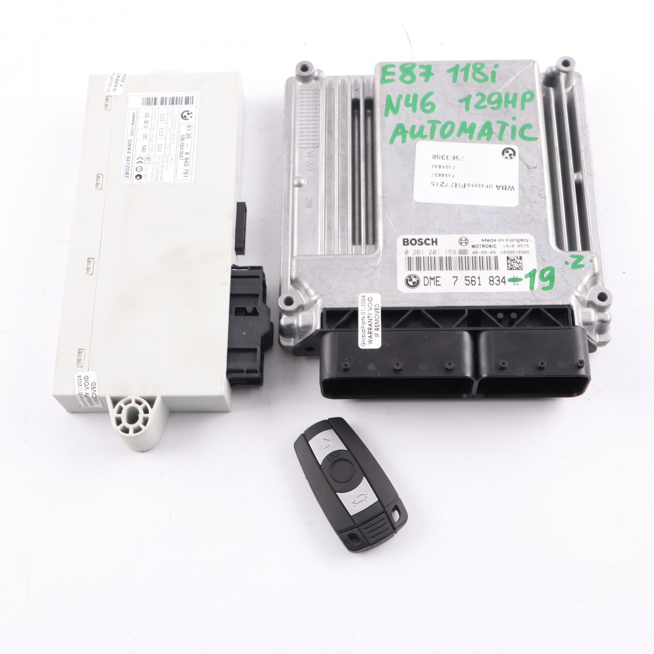 BMW E87 E90 N46 118i 318i 129HP ECU KIT DME 7561834 CAS2 Key Automatic