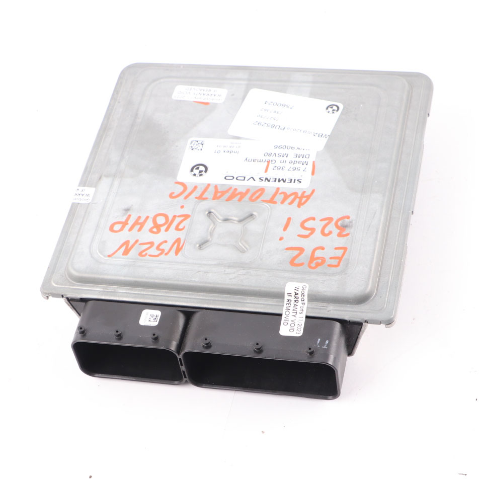 BMW E90 E91 E92 325i 218HP N52N ECU Control Unit DME MSV80 7567362 Automatic