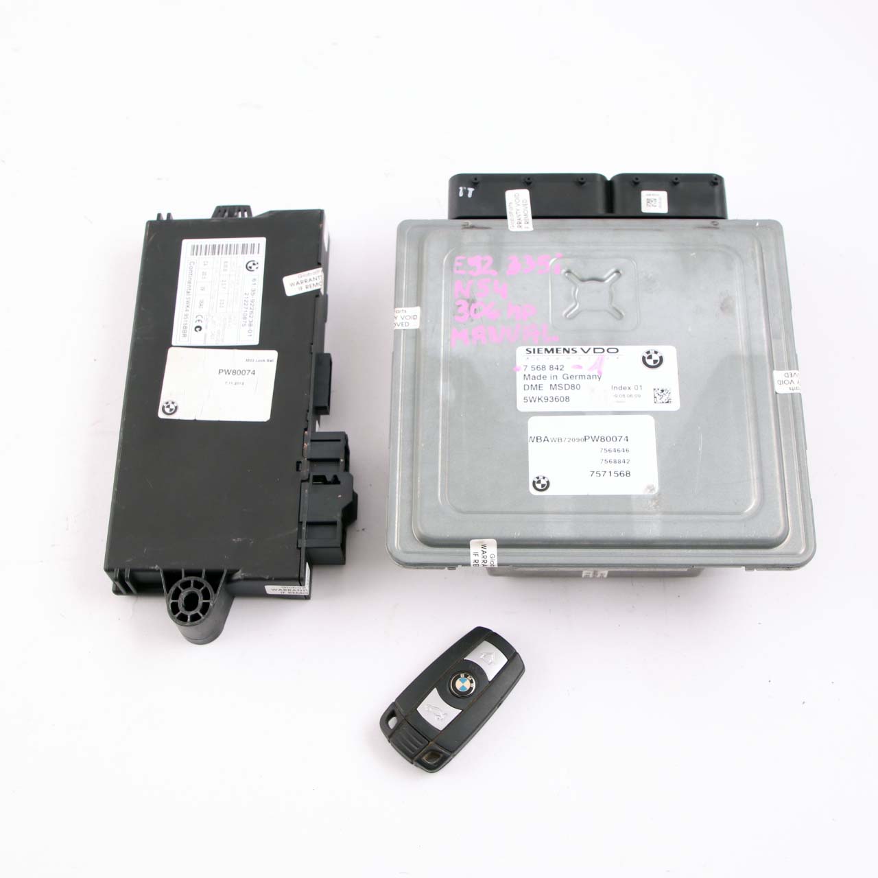 BMW E90 E91 E92 335i Petrol N54 ECU Kit Control Unit DME 7568842 CAS3 Key Manual