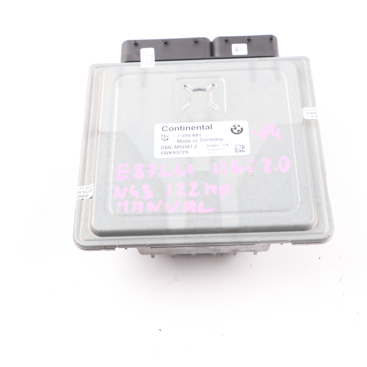 BMW E87 LCI E90 E91 N43 116i 316i 122HP Engine Unit ECU DME 7599881 Manual