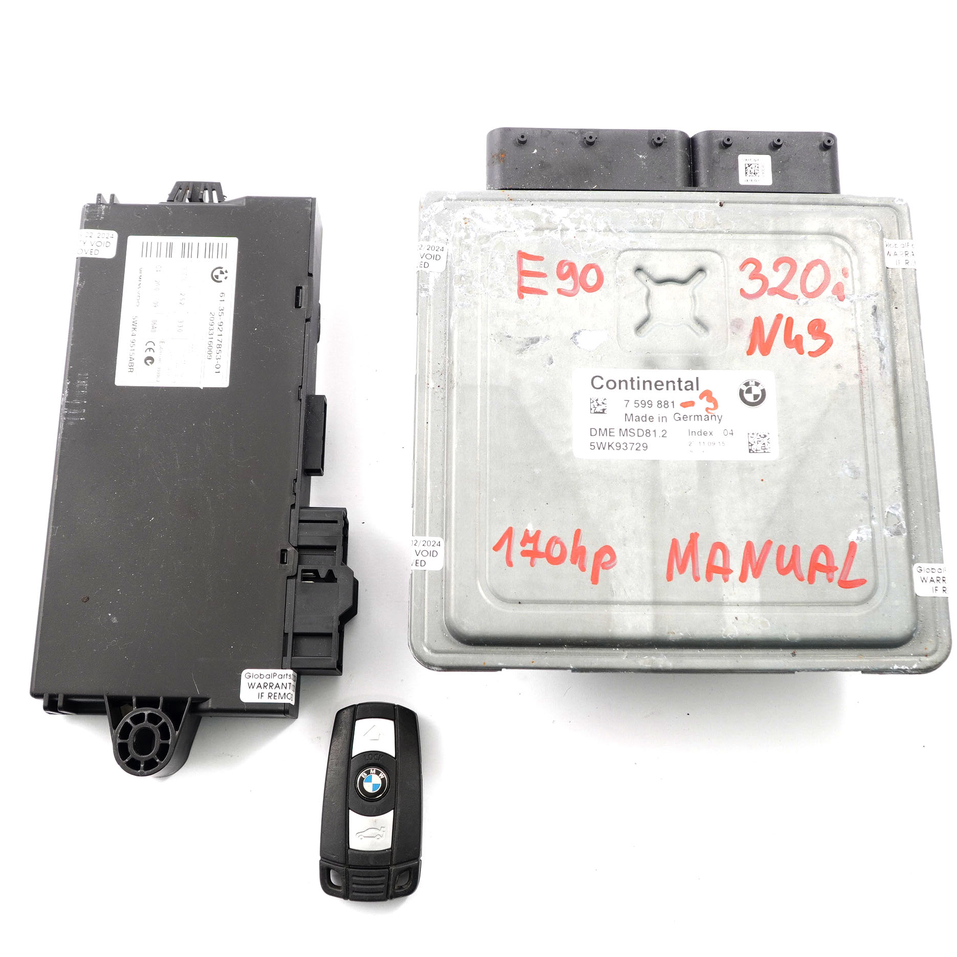 BMW E87 LCI E90 120i 320i Petrol N43 170HP ECU KIT DME 7599881 CAS3 Key Manual