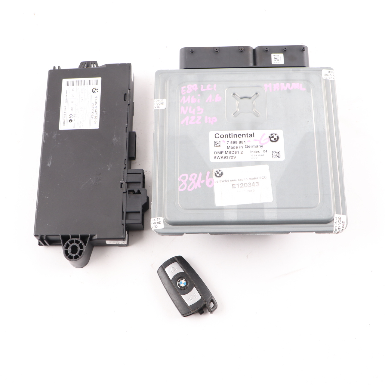 BMW E81 E87 LCI 116i 1.6 Petrol N43 122HP ECU Kit DME 7599881 CAS3 Key Manual