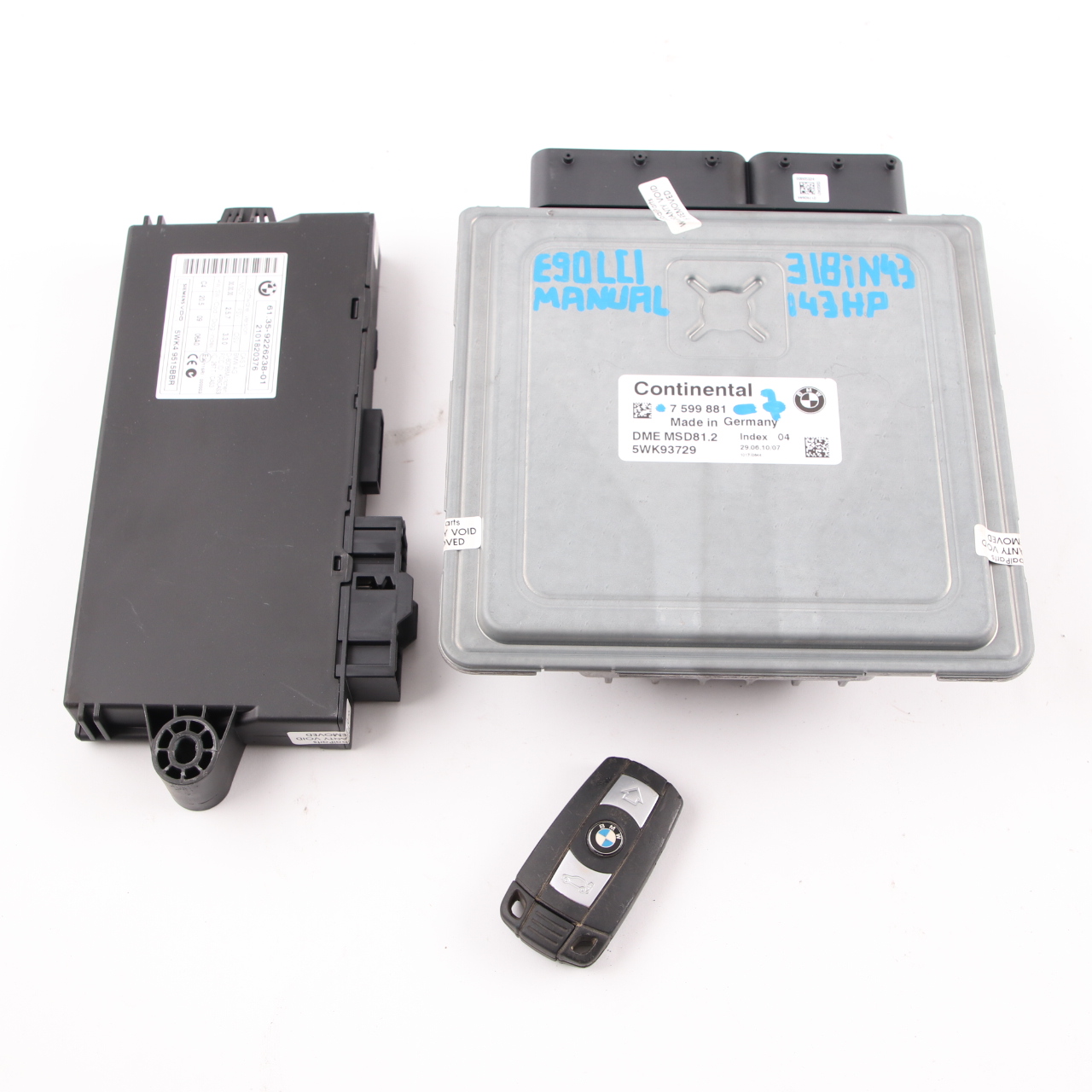 BMW E87 LCI E90 118i 318i Petrol N43 ECU Kit 7599881 DME CAS3 Key Manual