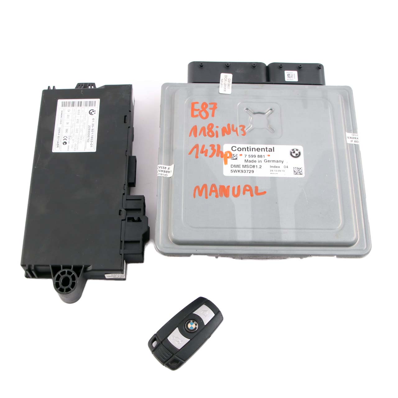 BMW E87 LCI E90 E91 118i 318i Petrol N43 143HP ECU KIT DME 7599881 CAS3 + Key