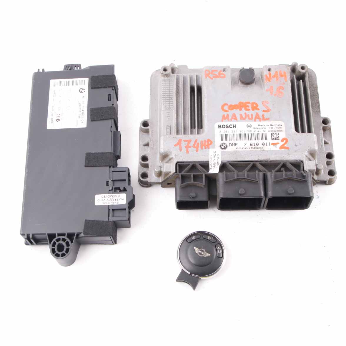 Mini Cooper S R56 R57 N14 1.6 ECU Control Unit Kit DME 7610011 CAS3 Key Manual