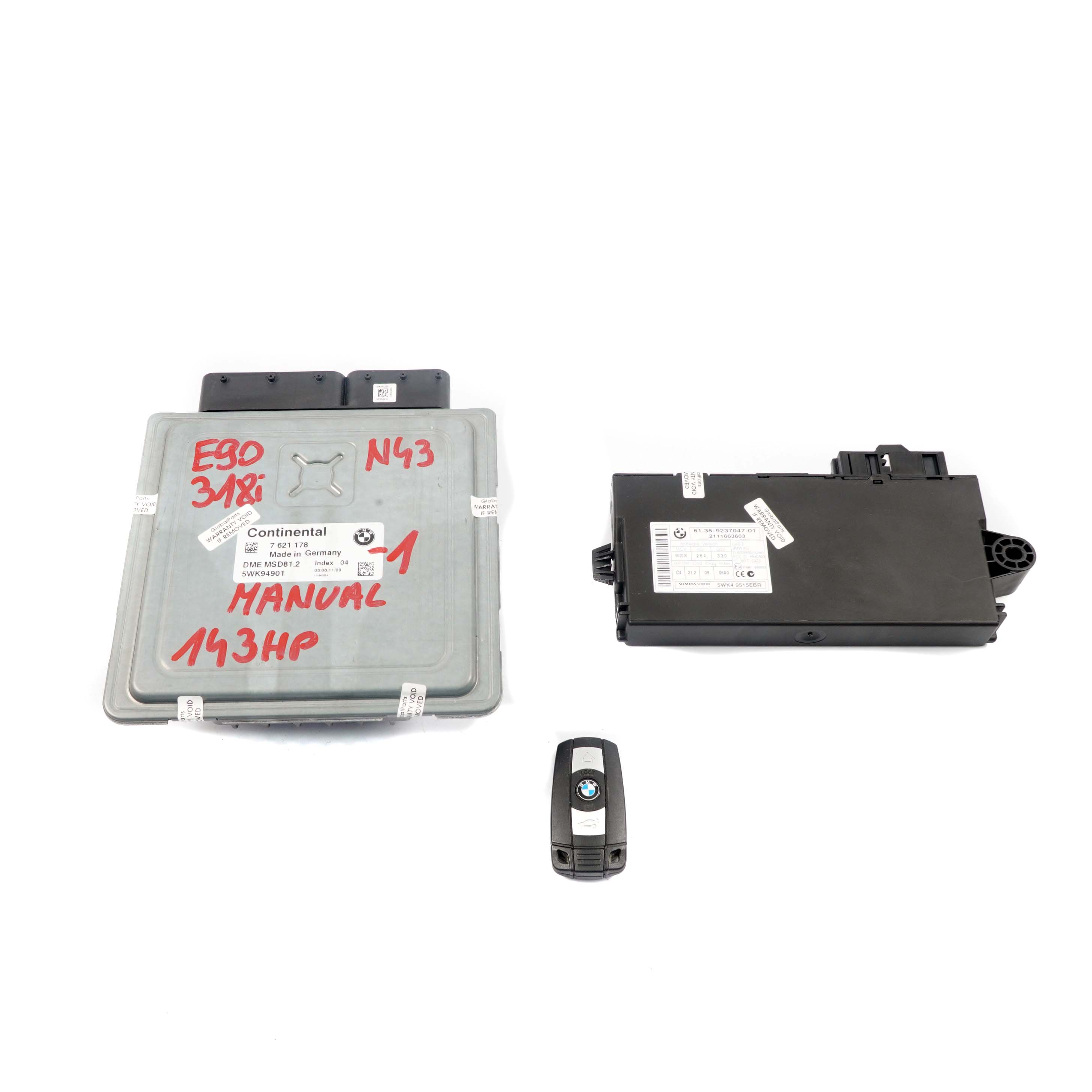 BMW E81 E87 LCI E90 N43 118i 318i ECU Kit DME CAS3 Key 7621178 Manual