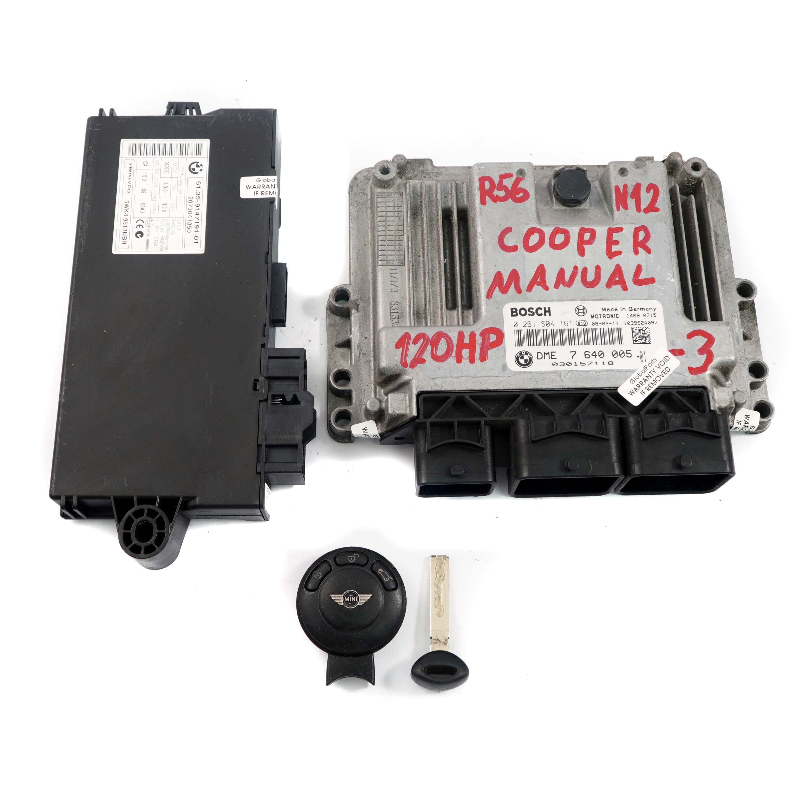 Mini Cooper R55 R56 N12 1.6 120HP ECU Kit Engine DME 7640005 CAS3 + Key Manual