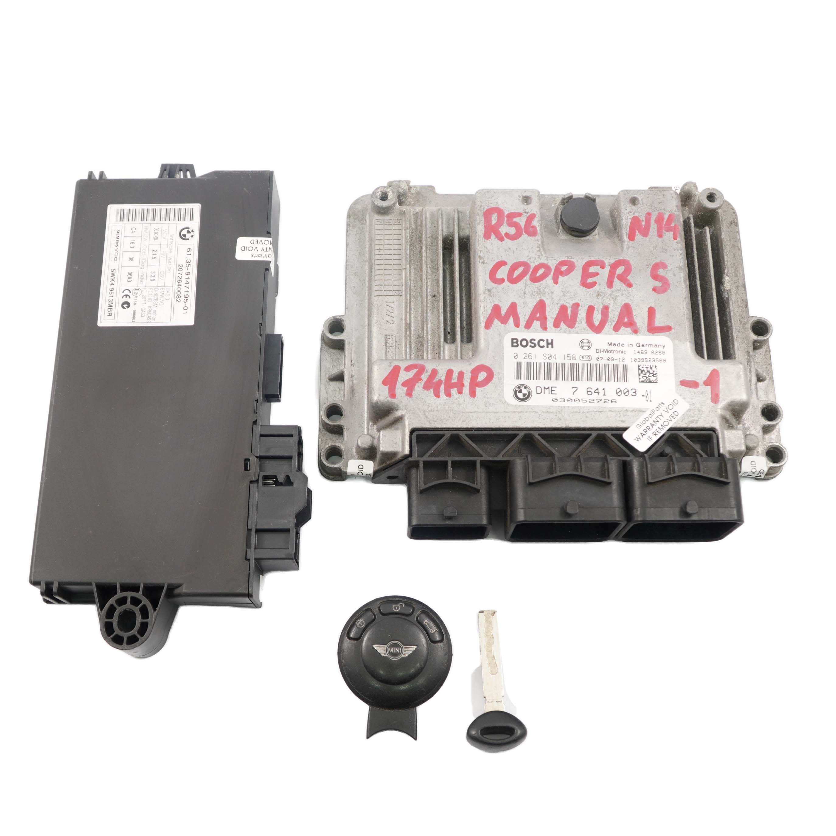 Mini Cooper S R55 R56 N14 1.6 174HP ECU Kit DME 7641003 CAS3 Key Manual