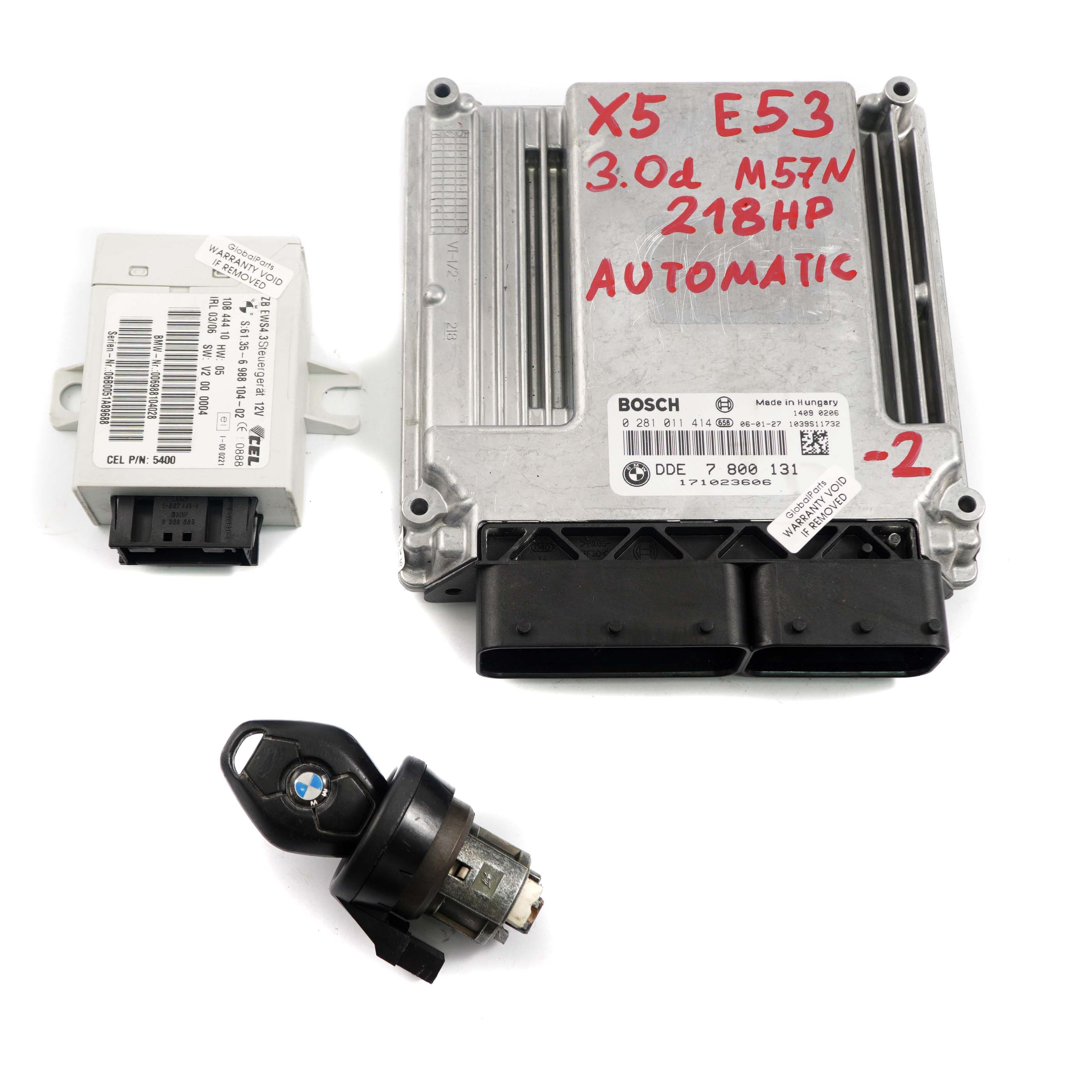 BMW X5 Series E53 3.0d M57N 218HP ECU Kit DDE 7800131 EWS3 + Key Automatic