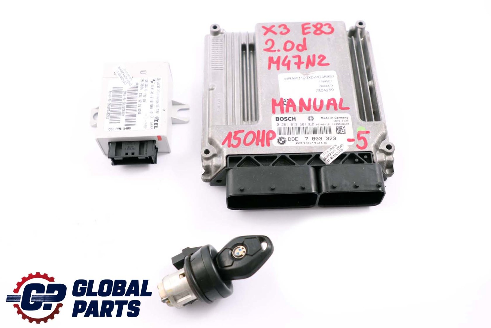 BMW X3 Series E83 2.0d Engine M47N2 150HP ECU Kit DDE 7803373 EWS3 + Key Manual