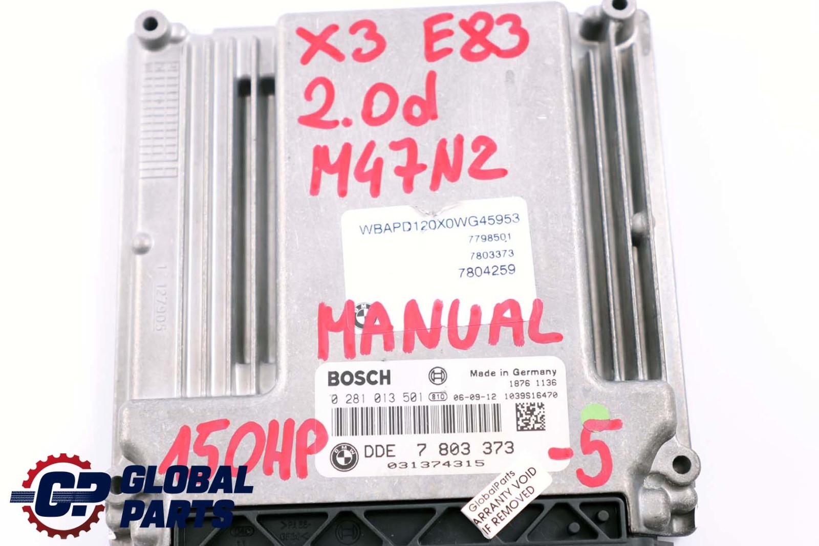 BMW X3 Series E83 2.0d Engine M47N2 150HP ECU Kit DDE 7803373 EWS3 + Key Manual