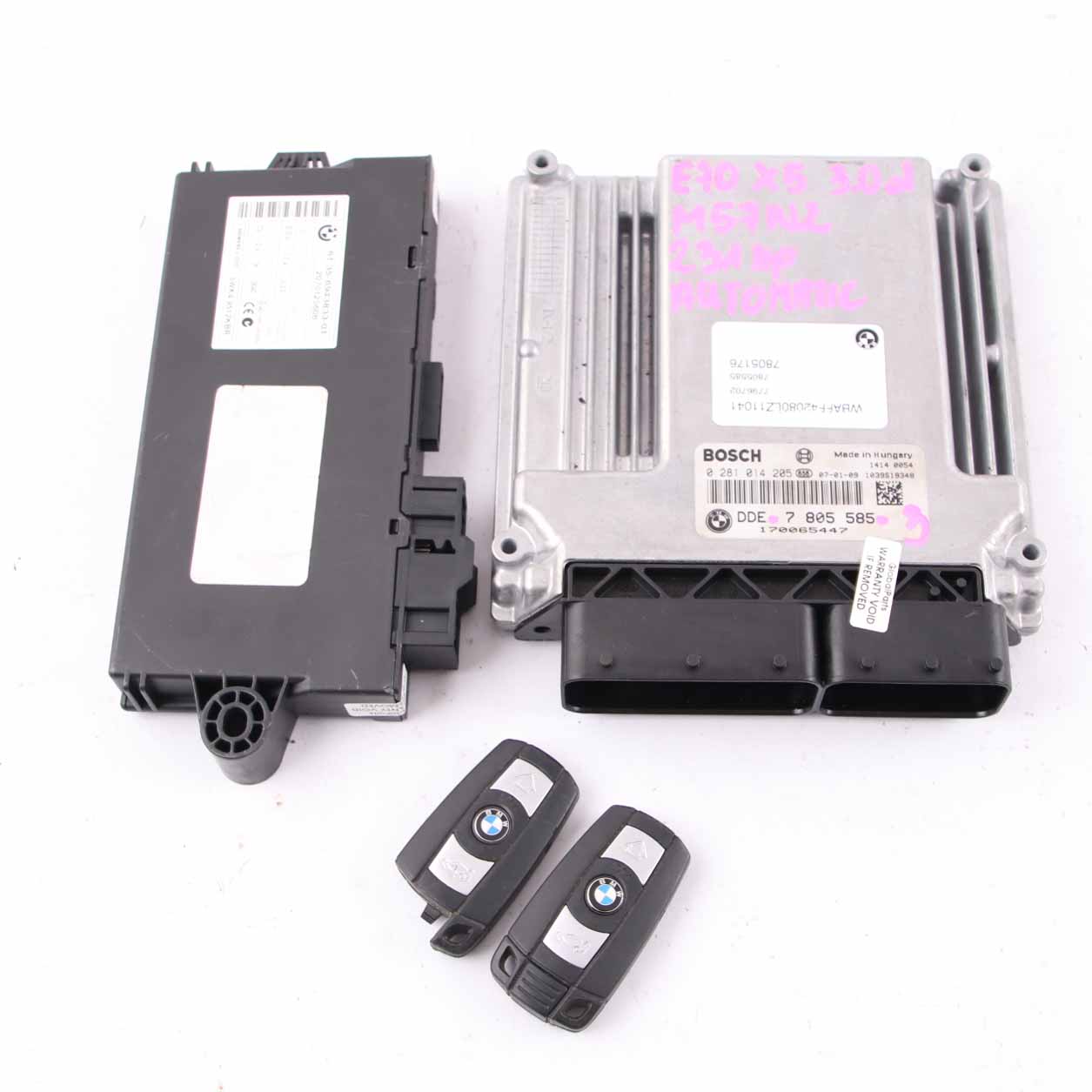 BMW X5 E70 Diesel 3.0d M57N2 235HP ECU Kit DDE 7805585 + CAS3 + Key Automatic