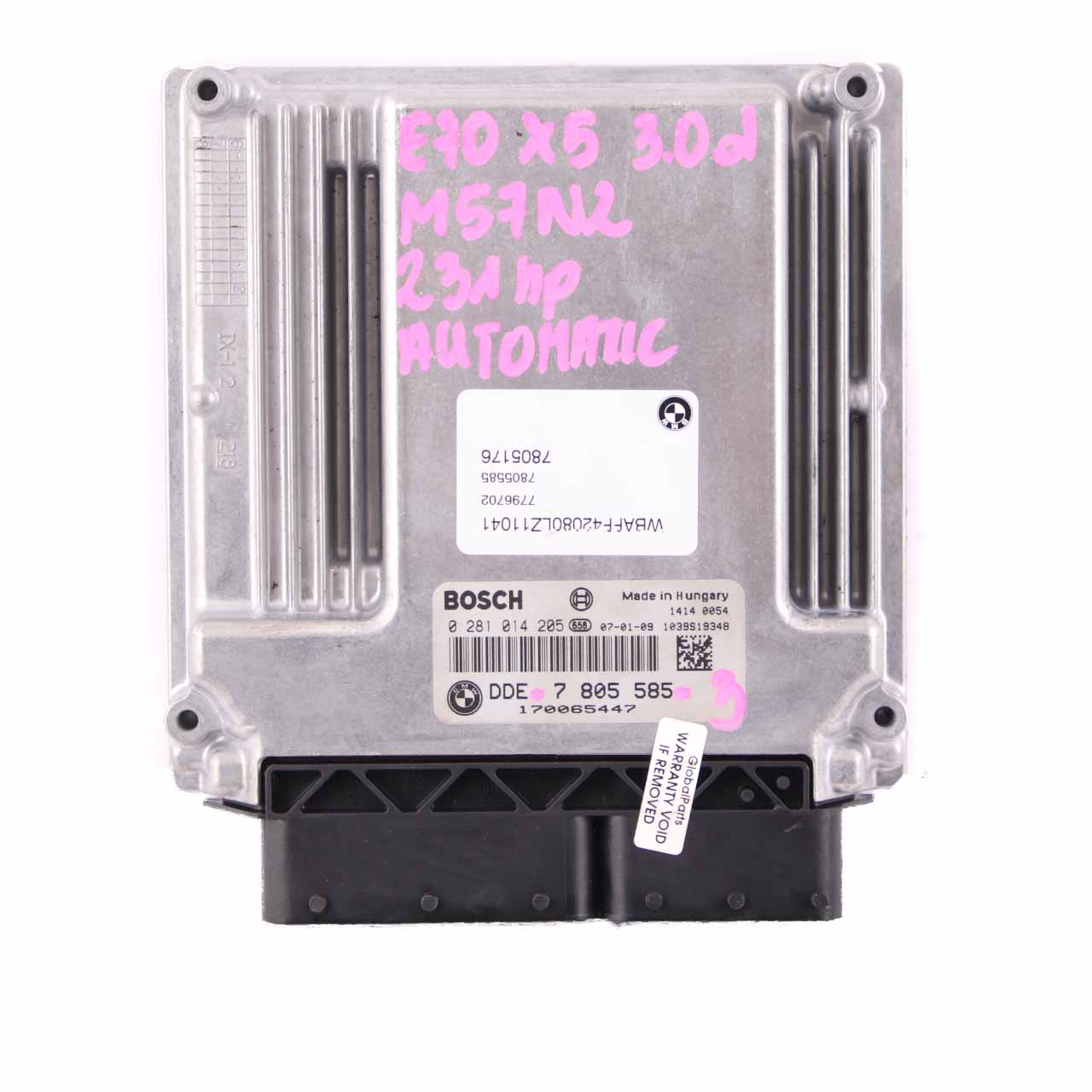 BMW X5 E70 Diesel 3.0d M57N2 235HP ECU Kit DDE 7805585 + CAS3 + Key Automatic