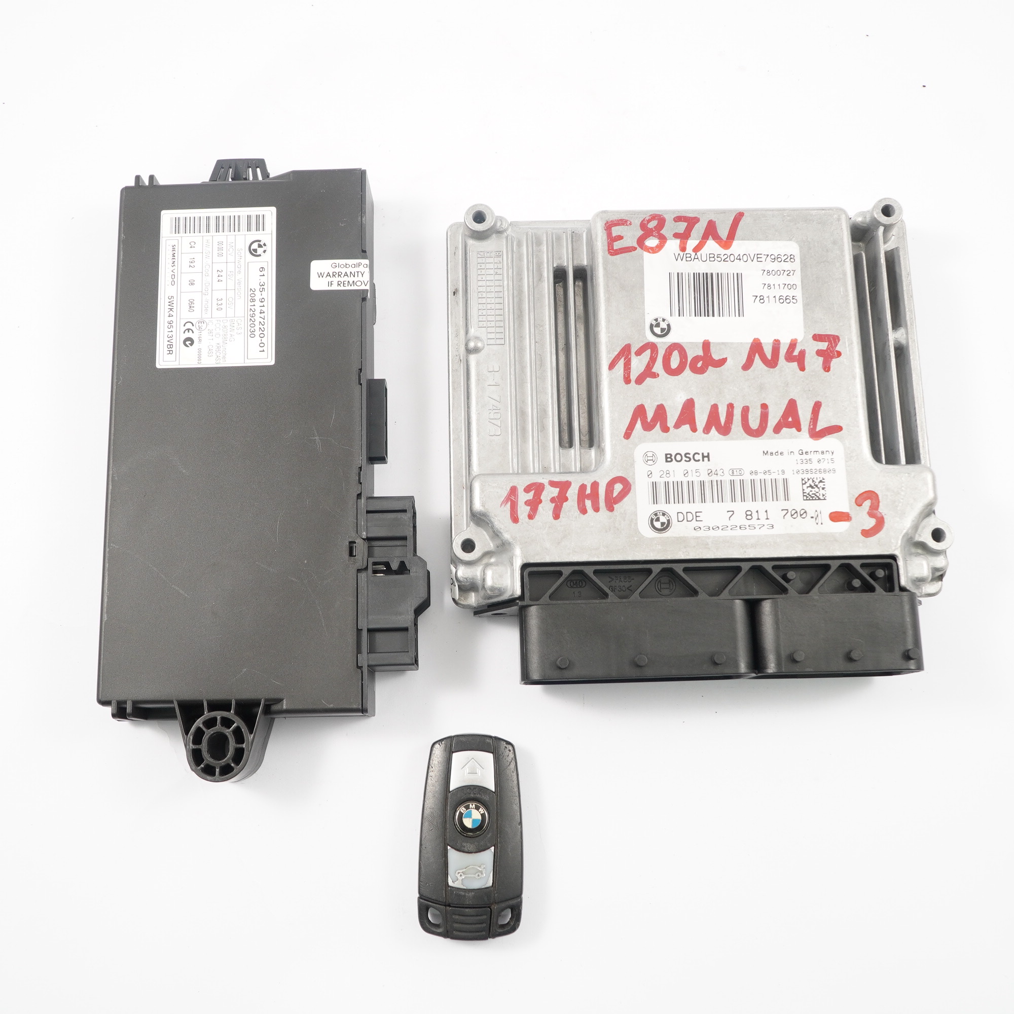 BMW E60 LCI E87 E90 120d 320d 520d N47 177HP ECU KIT DDE 7811700 CAS3 Key Manual