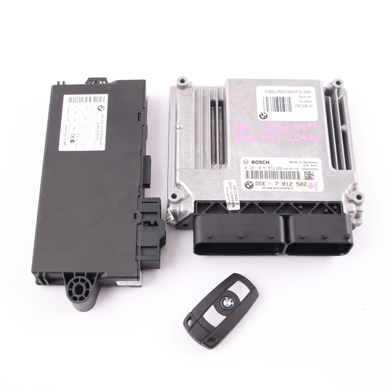 BMW E81 E82 E87 LCI E88 N47S 123d ECU Kit DDE 7812502 + CAS3 + Key Manual