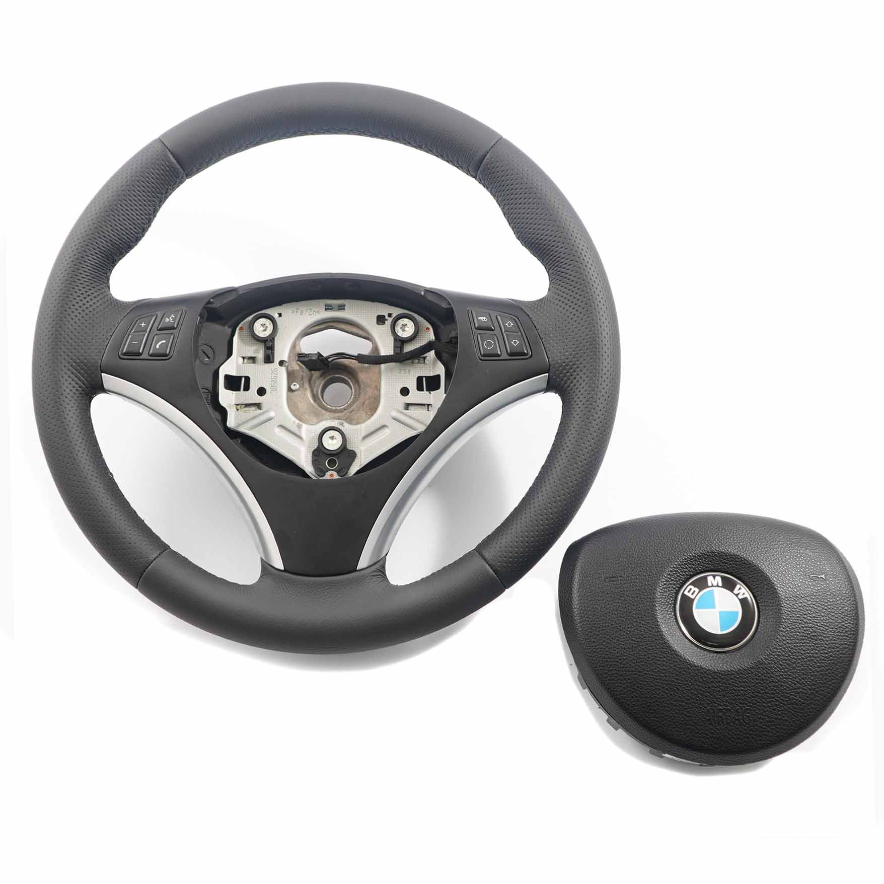 BMW E81 E82 E87 E90 E91 E92 NEW Black Leather M Sport Look Steering Wheel Trim