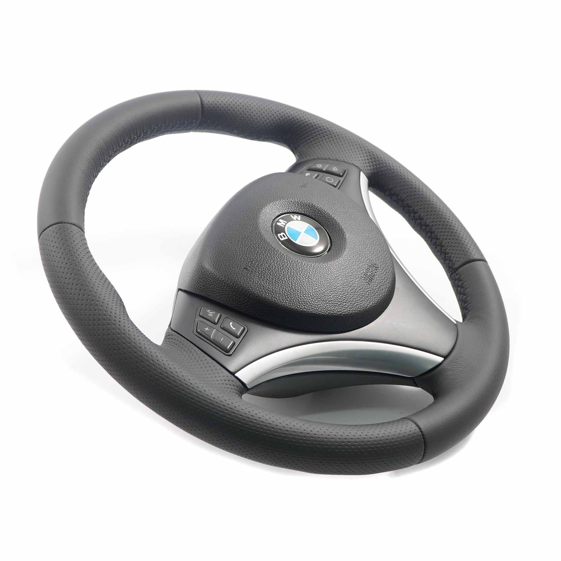 BMW E81 E82 E87 E90 E91 E92 NEW Black Leather M Sport Look Steering Wheel Trim