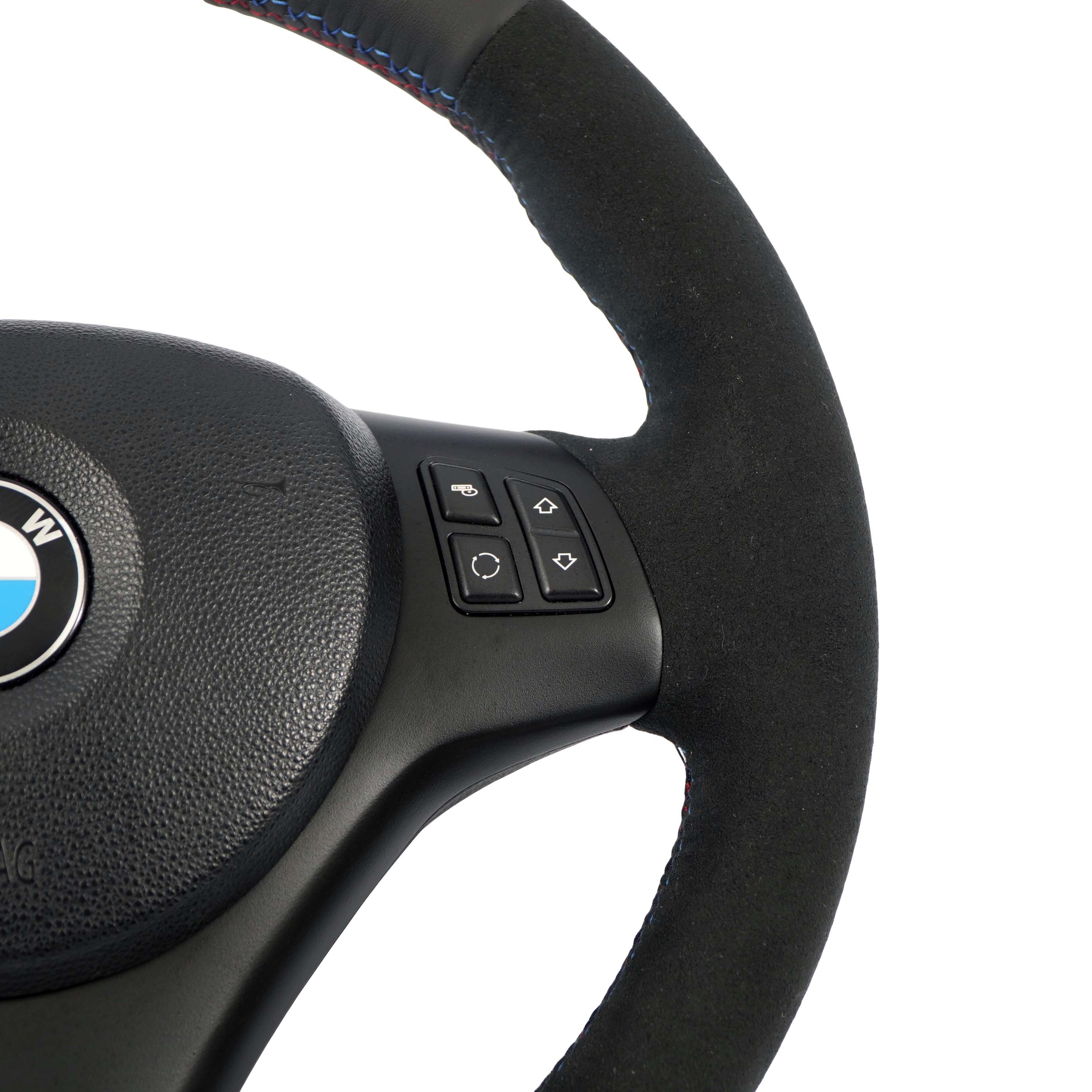 BMW E87 E90 E91 E92 NEW Black Leather / Alcantara M-Sport Steering Wheel Thick 