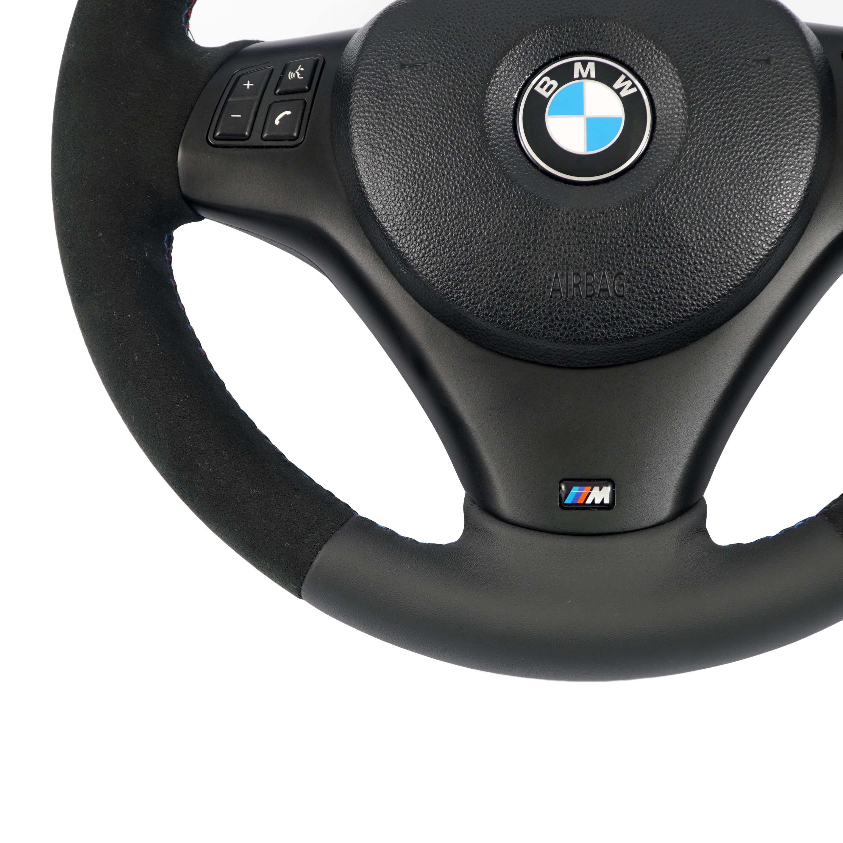 BMW E87 E90 E91 E92 NEW Black Leather / Alcantara M-Sport Steering Wheel Thick 