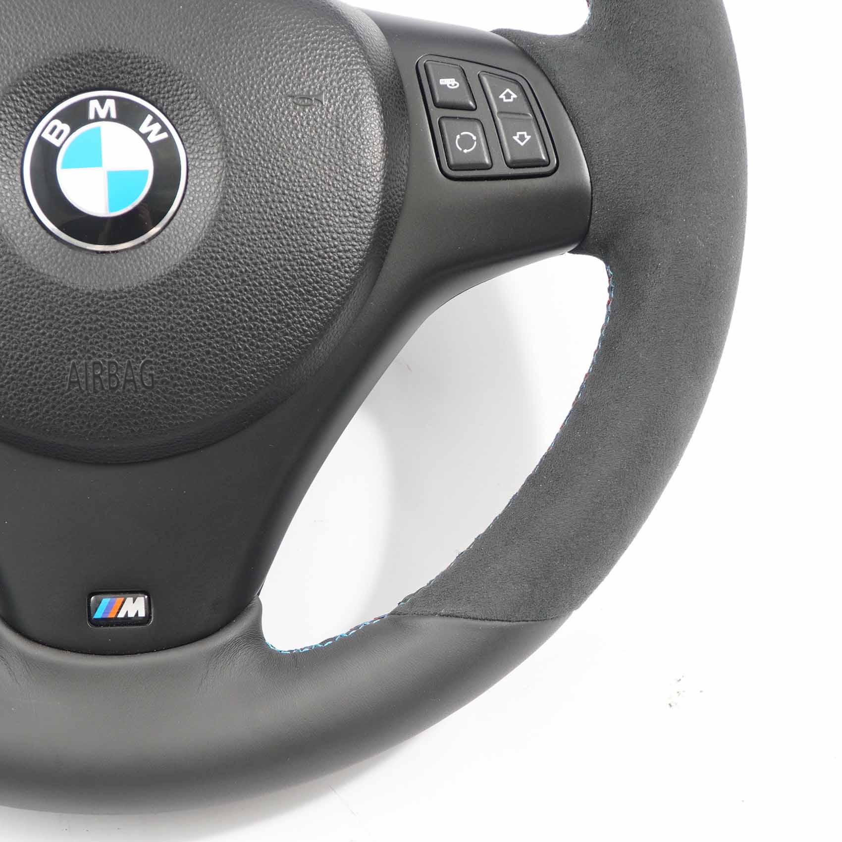 BMW E87 E90 E91 E92 NEW Black Leather / Alcantara M-Sport Steering Wheel Thick 