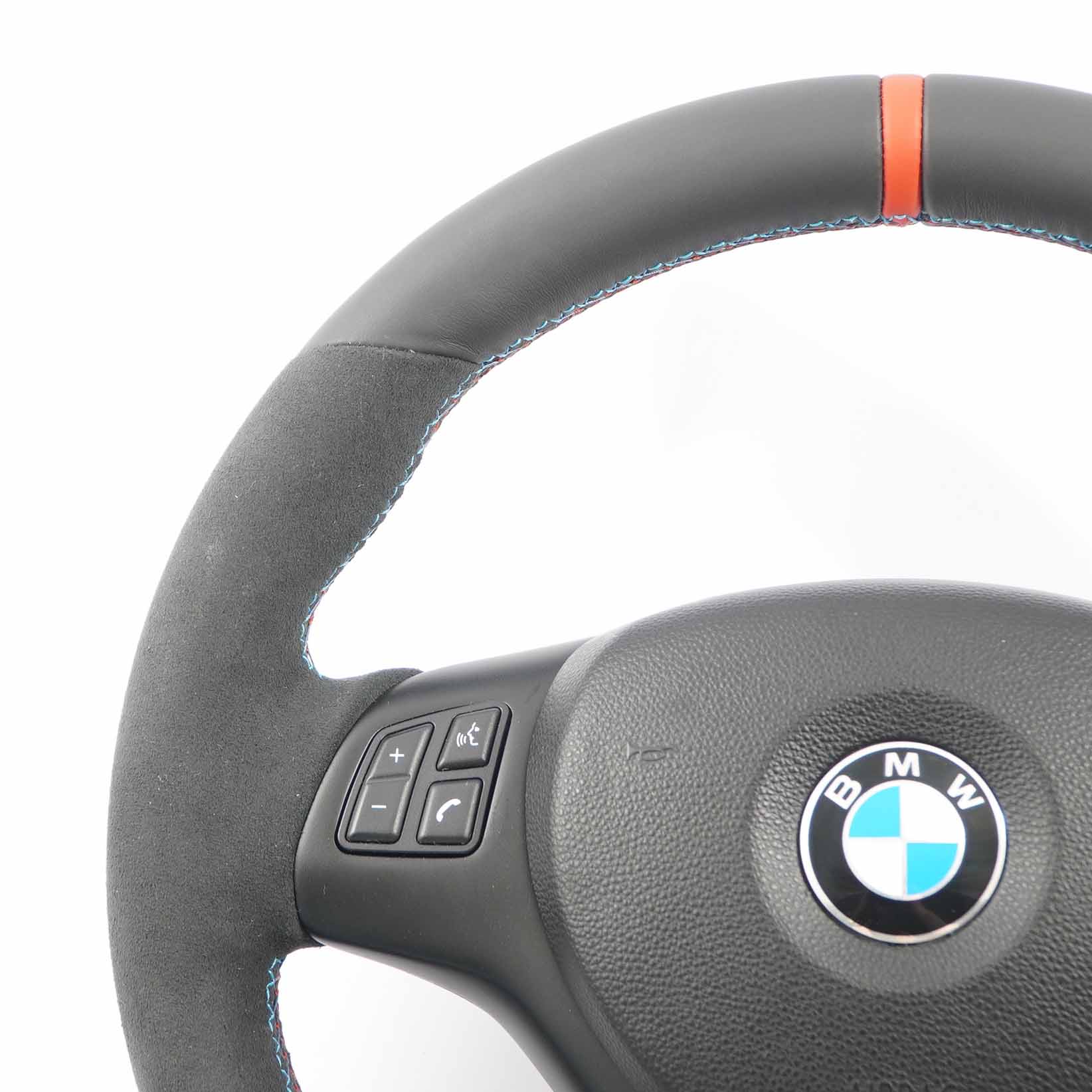 BMW E87 E90 E91 E92 NEW Black Leather / Alcantara M-Sport Steering Wheel Thick 