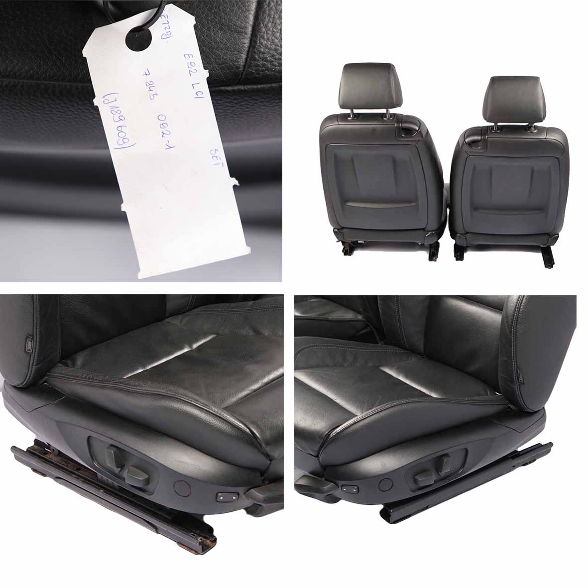 Seats M Sport BMW E92 Coupe Heated Electric Black Leather Contrast Blue Seat Set