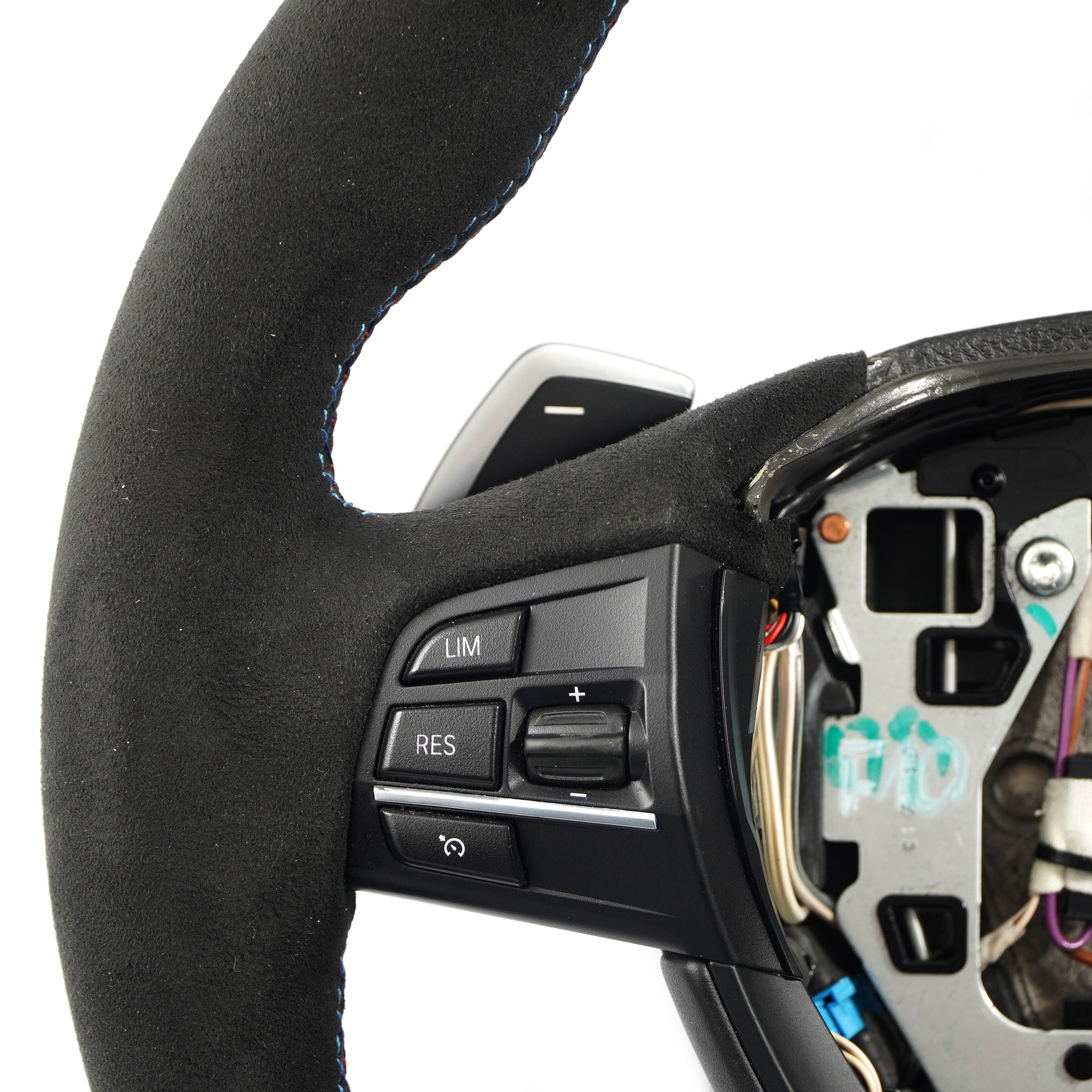 BMW F10 F11 F07 M Sport NEW Black Leather Alcantara Steering Wheel Paddle Shift