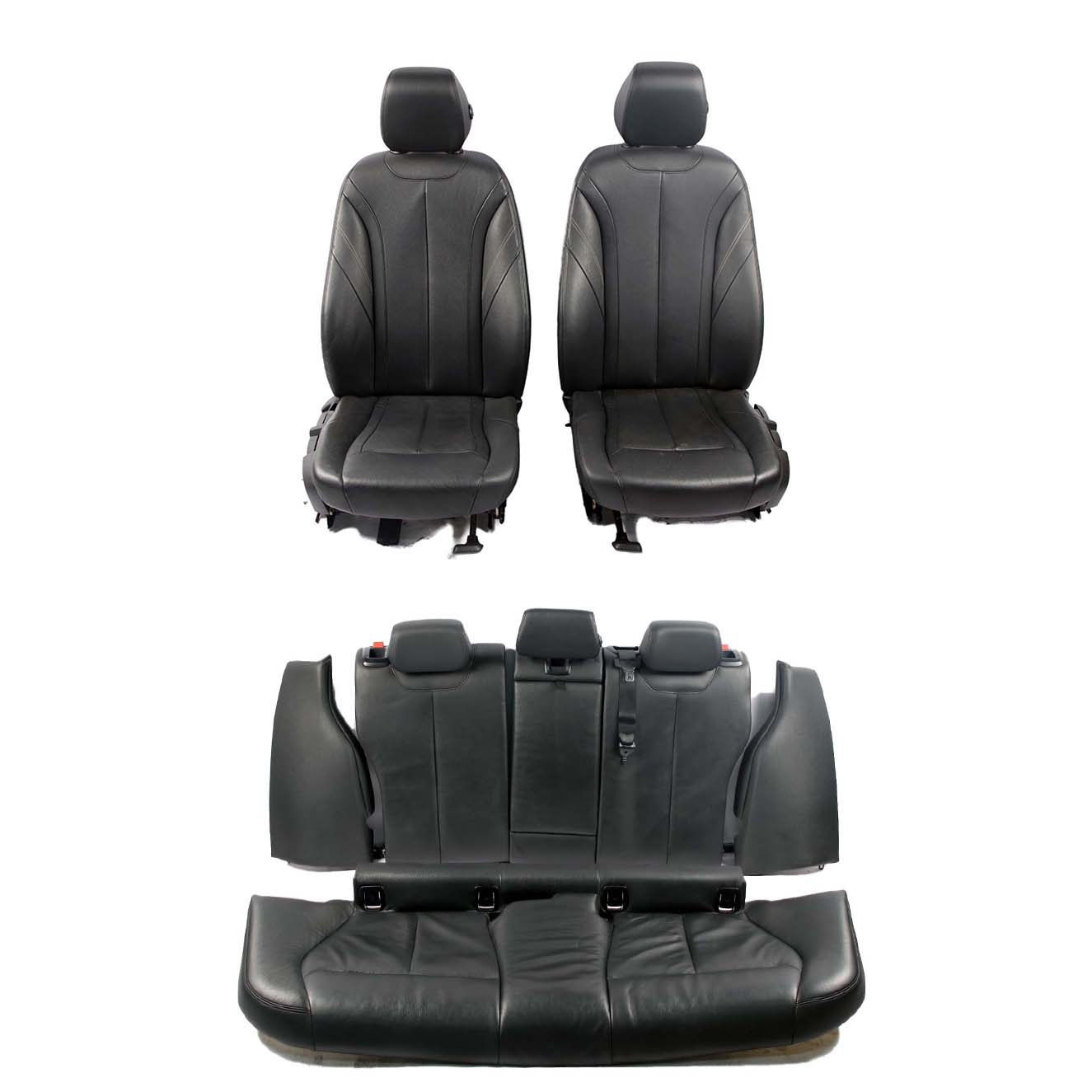 BMW F31 Leather Seats Heated Black / Exclusive Seam Seats Front Rear Seat Set