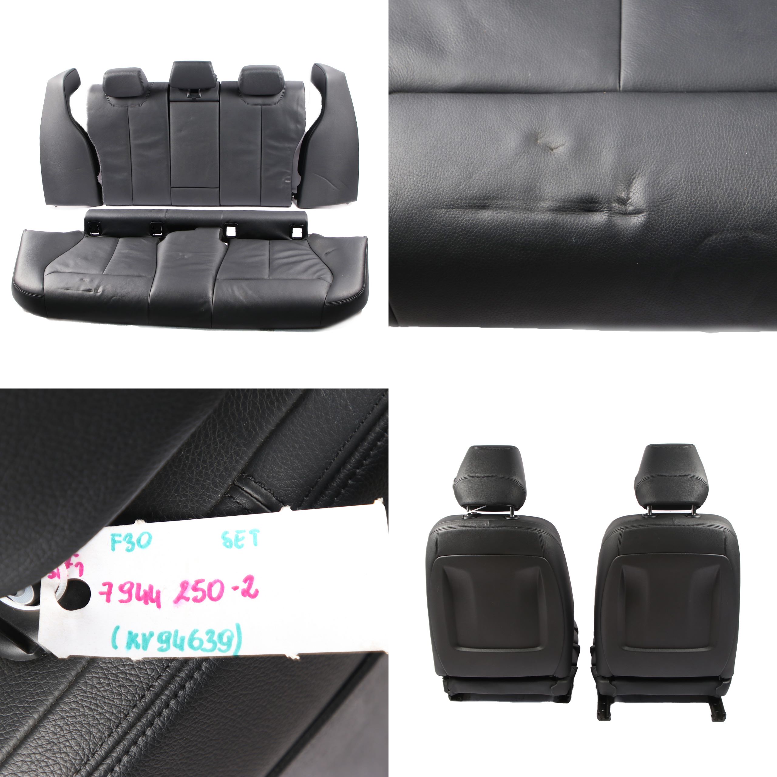 Seats BMW F30 M Sport Black Leather Interior Front Rear Seat Folding Backrest