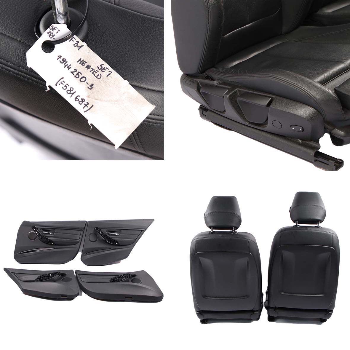 Seats BMW F31 Heated M Sport Black Leather Interior Front Rear Seat Set