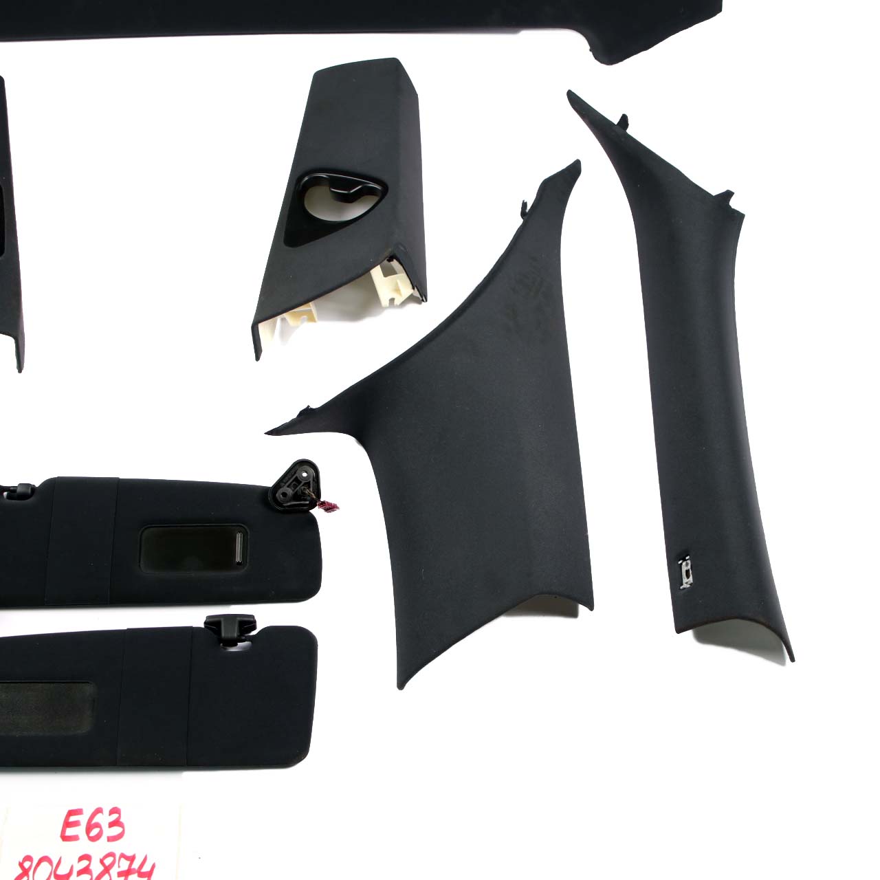 BMW 6 Series E63 LCI Headlining Roof Lining Black Trim + Pillars + Handles