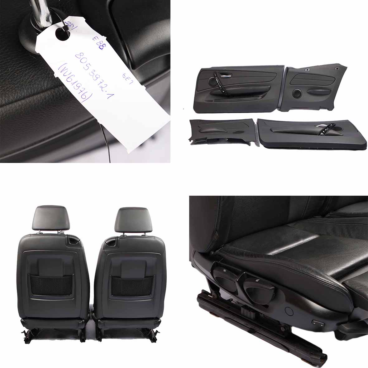 Leather Seats BMW E88 M Sport Black Boston Blue Thread Seat Door Cards