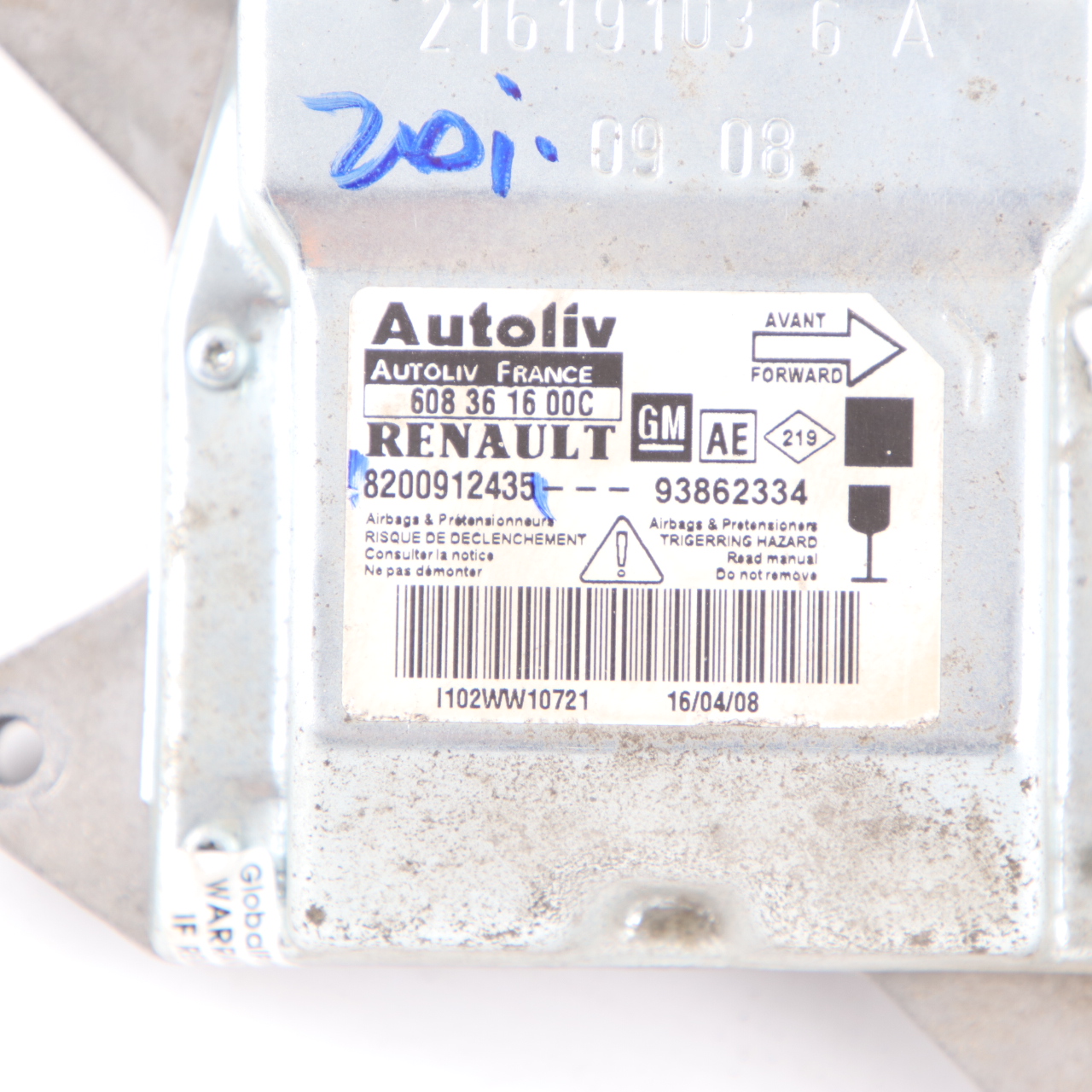 Renault Trafic II Airbag Module Control Unit ECU Car Safety Sensor 8200912435