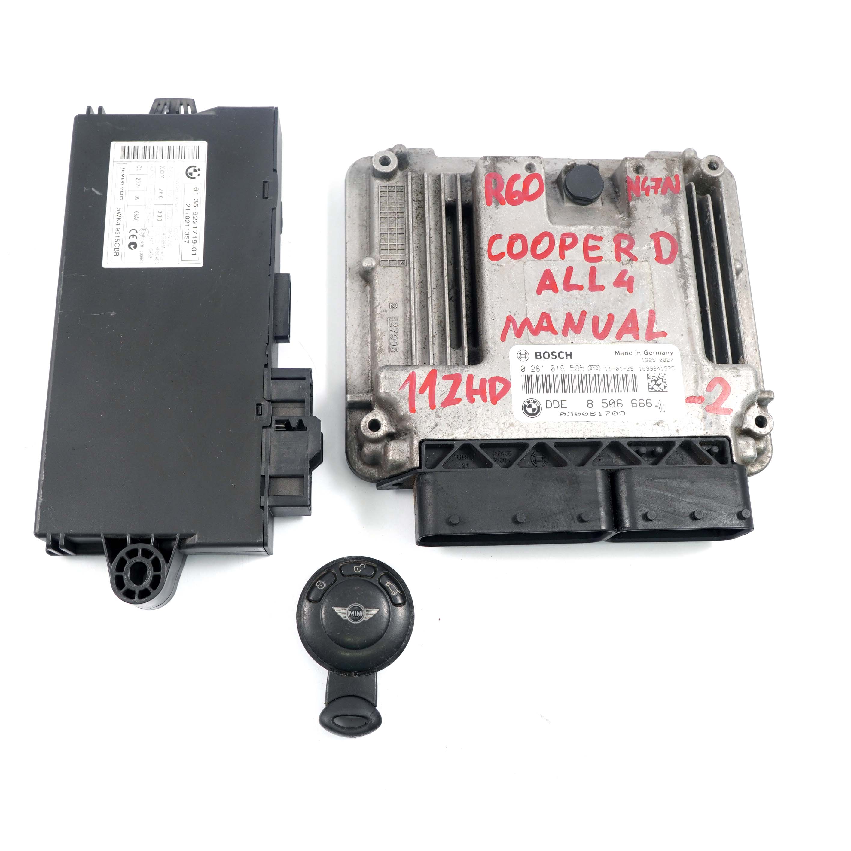 Mini Cooper D R60 ALL4 N47N Diesel Engine ECU Kit DDE 8506666 CAS3 Key Manual