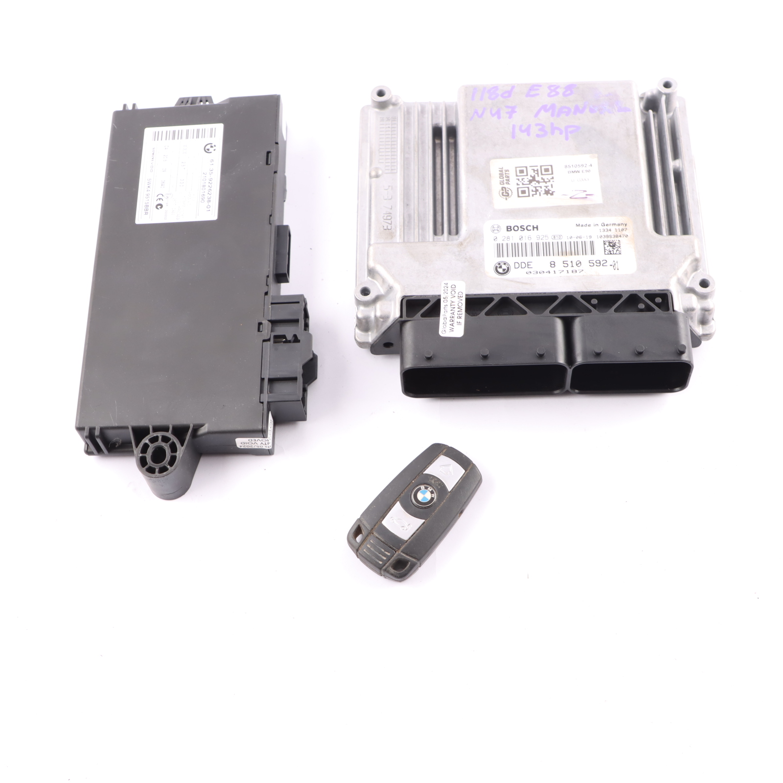 BMW E81 E87 E90 LCI 118d 318d N47 143HP ECU Kit DDE 8510592 CAS3 Key Manual