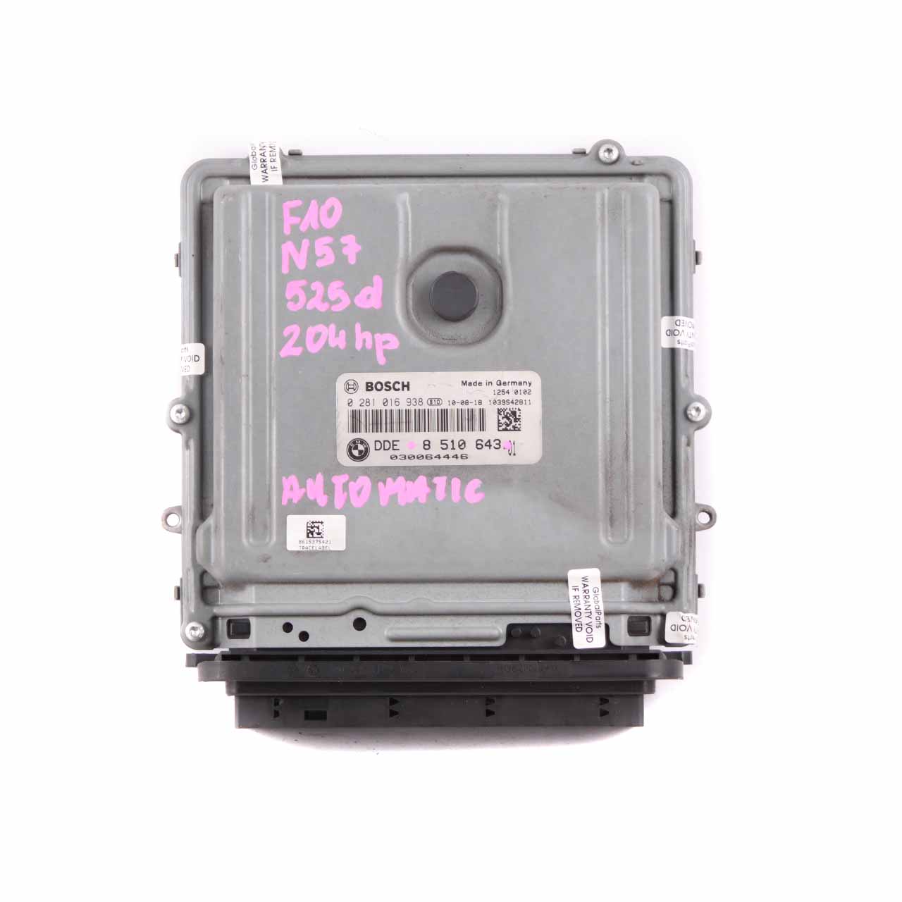 BMW F10 F11 525d N57 204HP Engine Control Unit ECU Module DDE 8510643 Automatic