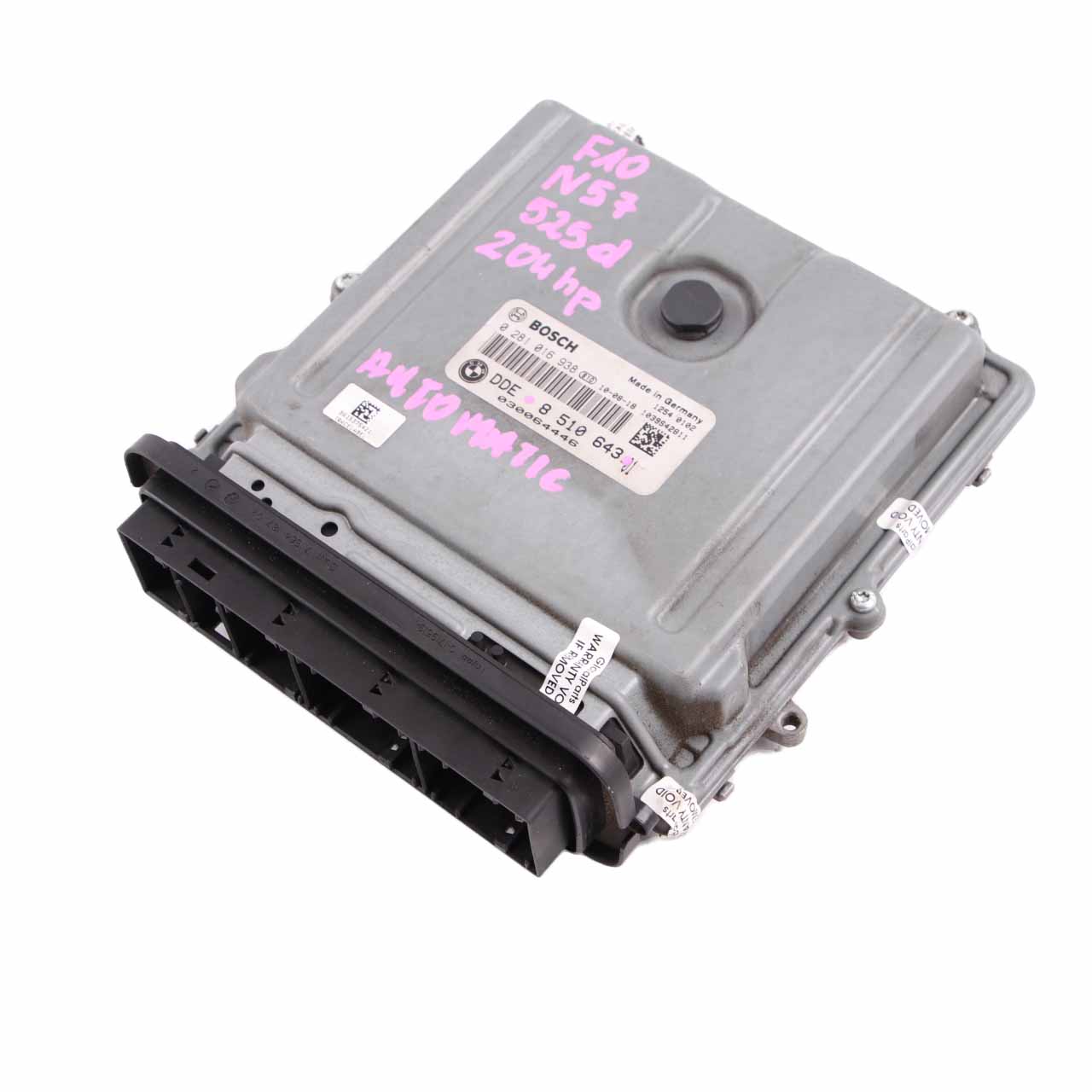 BMW F10 F11 525d N57 204HP Engine Control Unit ECU Module DDE 8510643 Automatic