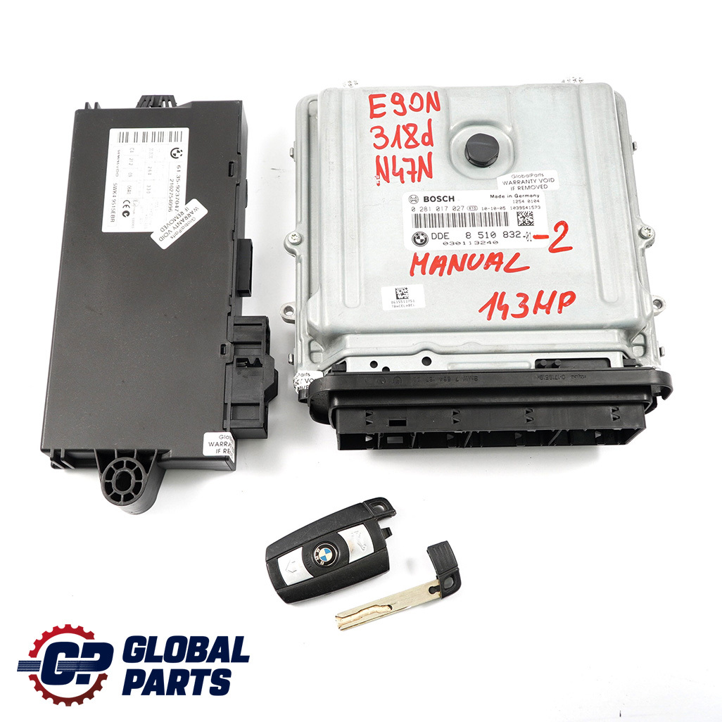 BMW E90 E91 LCI N47N 318d 143HP Engine ECU Kit DDE 8510832 CAS3 + Key Manual