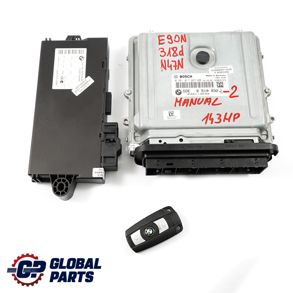 BMW E90 E91 LCI N47N 318d 143HP Engine ECU Kit DDE 8510832 CAS3 + Key Manual