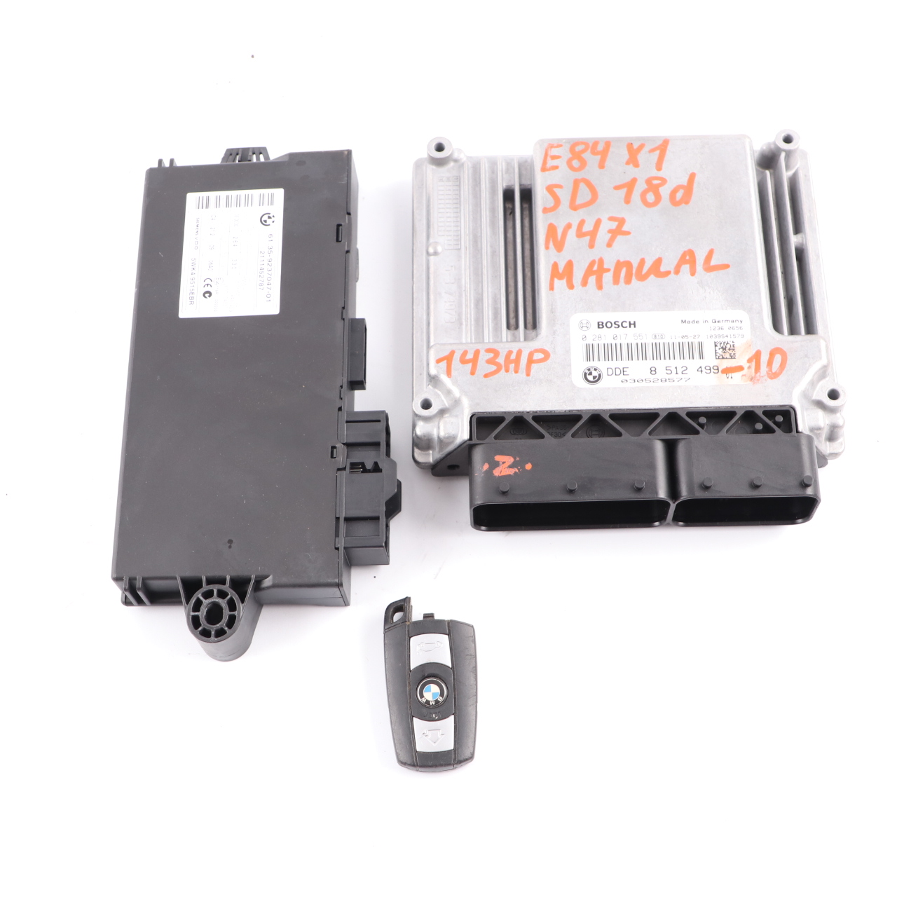 BMW X1 E84 18d N47 ECU Engine Control Unit Kit DDE 8512499 CAS3 + Key Manual