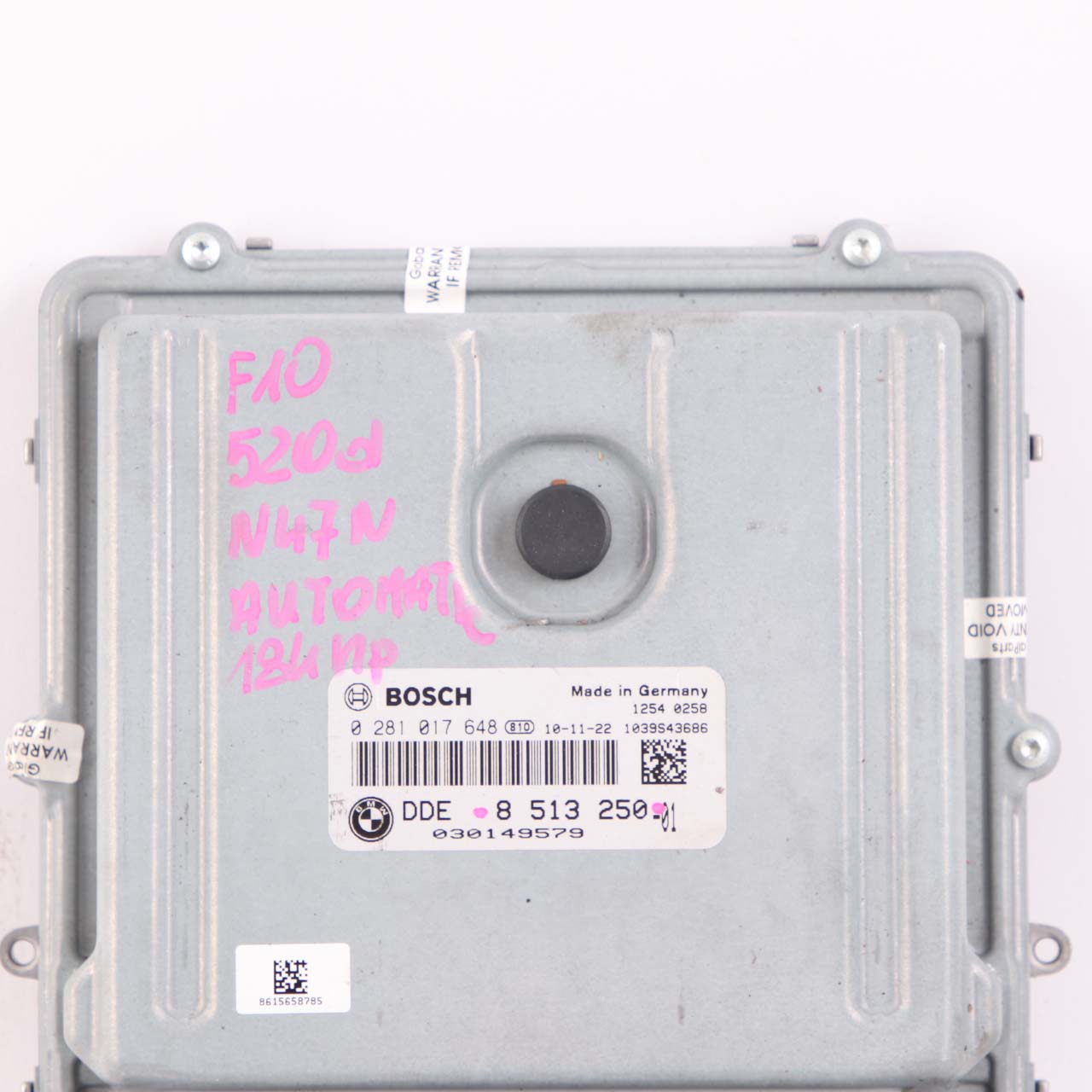 BMW F10 F11 520d Diesel N47N 184HP Engine Control Unit ECU DDE 8513250 Automatic