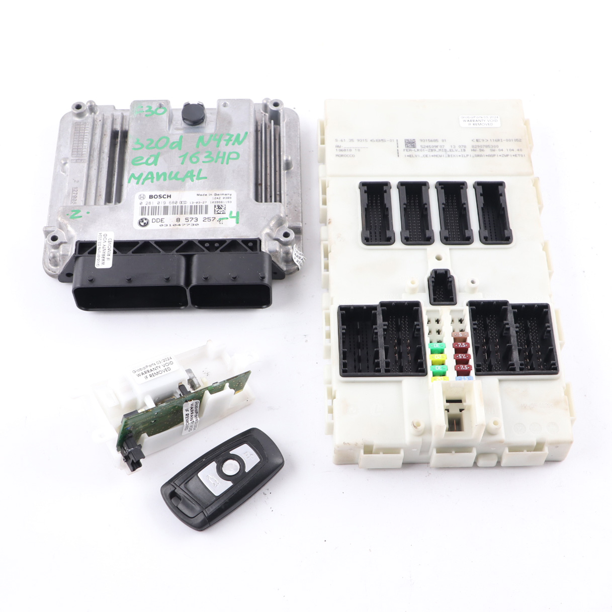 BMW F30 F31 320d ed Diesel N47N 163HP ECU Kit DDE 8573257 + Key + FEM Manual